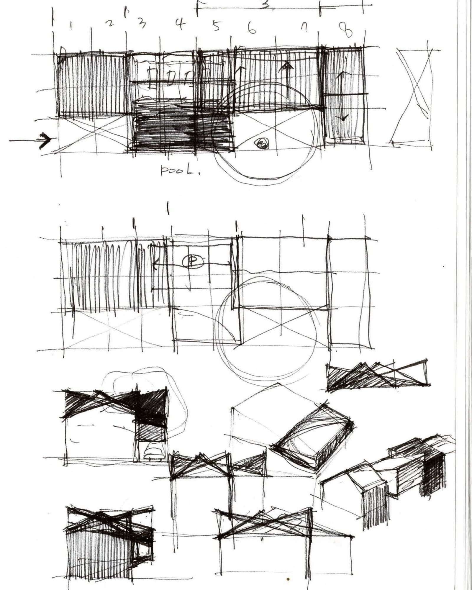 Estructura y perspectiva en una misma hoja — cómo se sostiene, dibujado junto a cómo se verá.